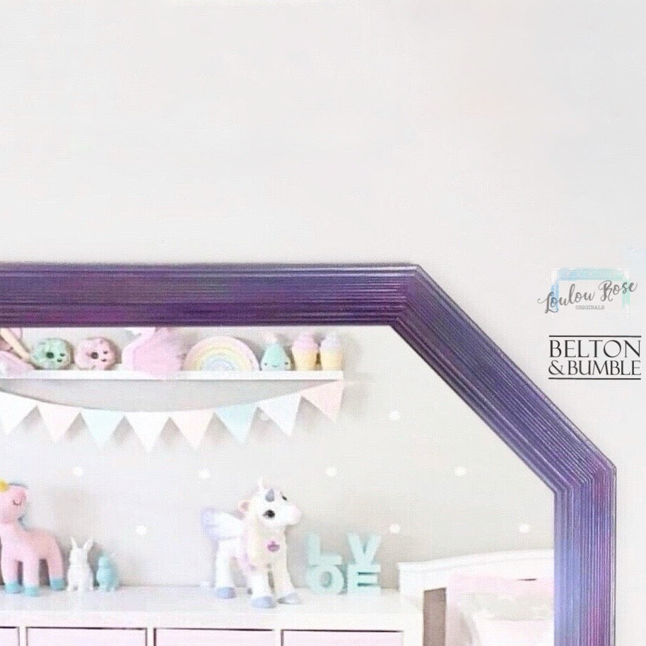 Hand Painted Hexagon Mirror – Pink, Purple & Silver