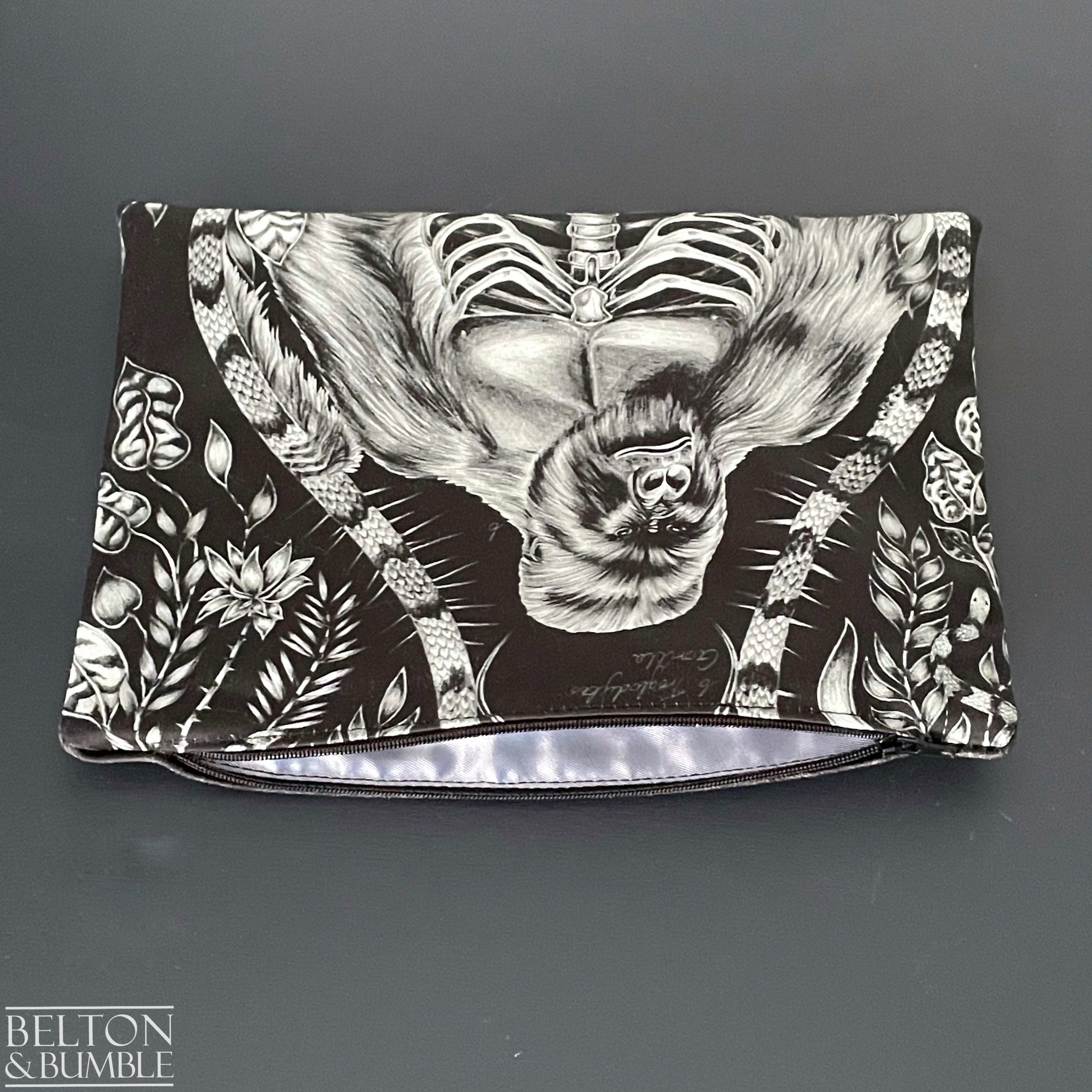 Handmade Make Up / Travel Toiletries Bag in “Silverback” Fabric by Emma Shipley-Belton & Bumble