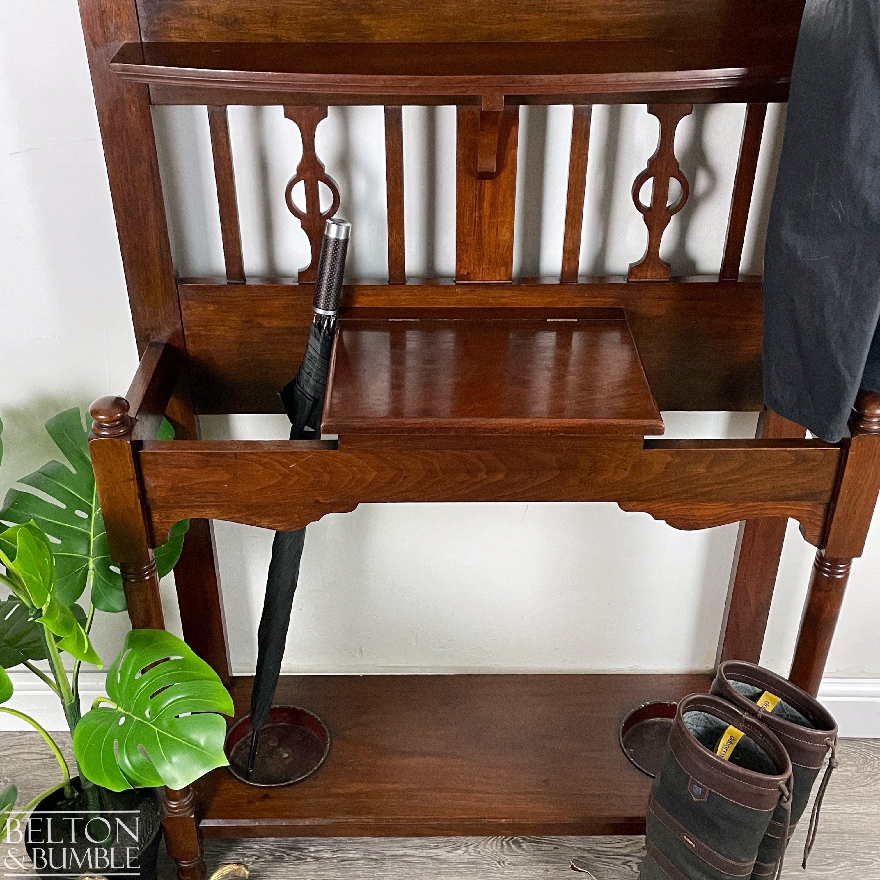 Art Nouveau Hallway Stand with Mirror, Coat Hooks, Umbrella Holders, and Lift Lid Storage-Belton & Bumble