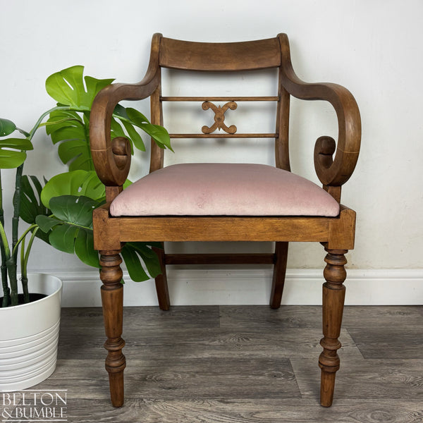 Vintage Scroll-Arm Accent Chair