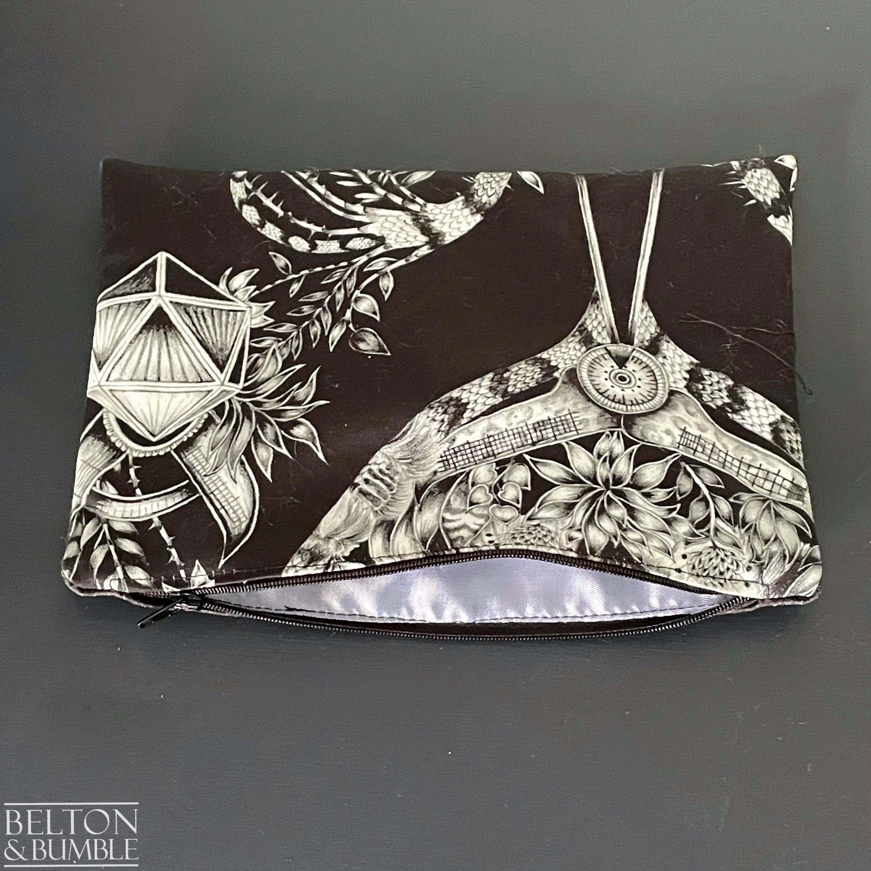 Handmade Make Up / Travel Toiletries Bag in “Silverback” Fabric by Emma Shipley-Belton & Bumble