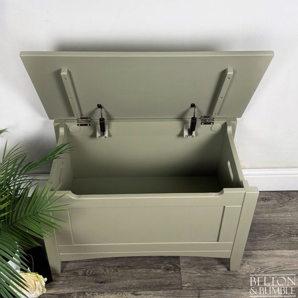 Pine Blanket Box in Lichen Green with Removable Cushion