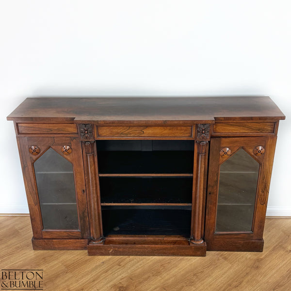 Antique Walnut Side Cabinet with Glazed Doors-Belton & Butler