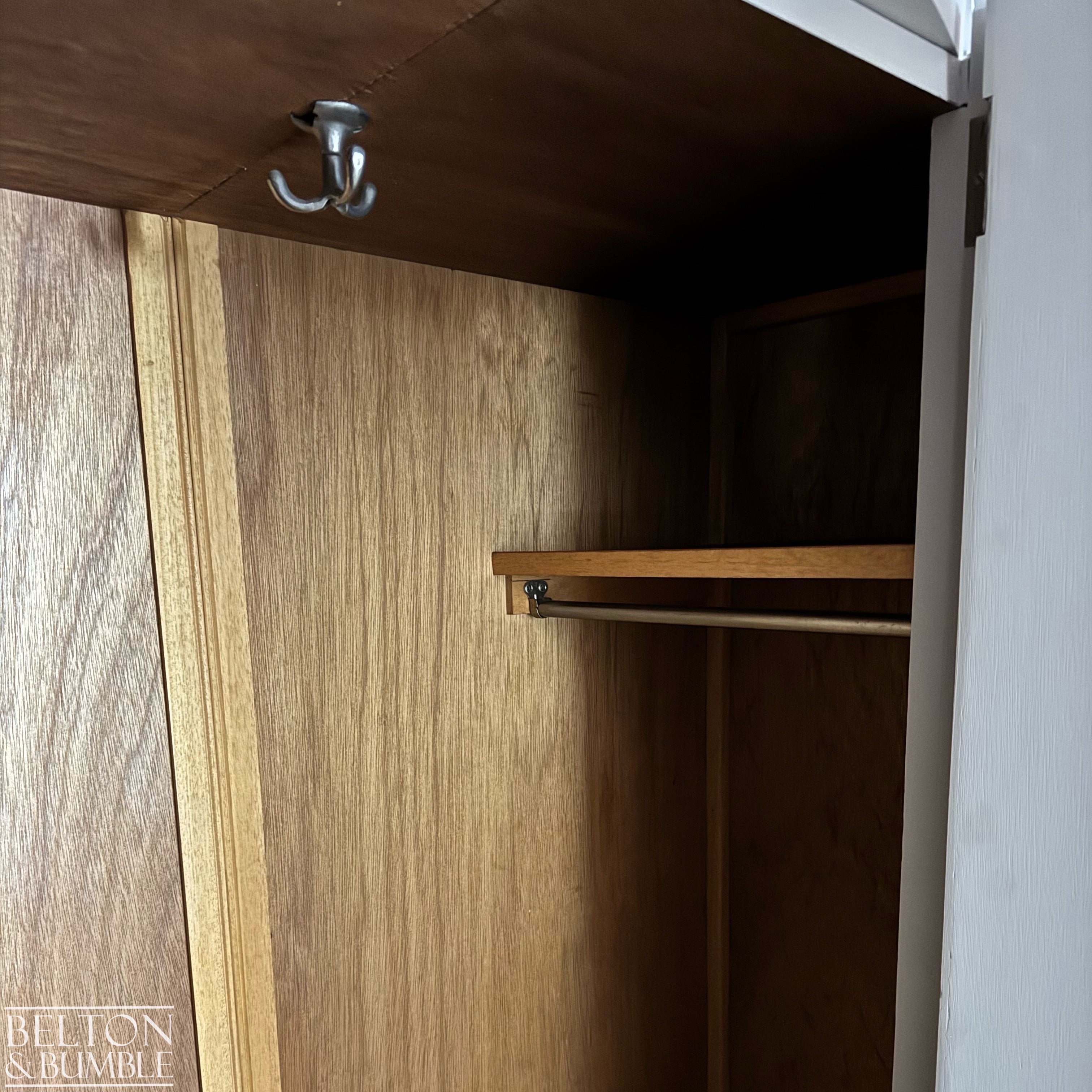 Large Vintage Wardrobe Tallboy in Cream and Tiger Oak-Wardrobe-Belton & Bumble