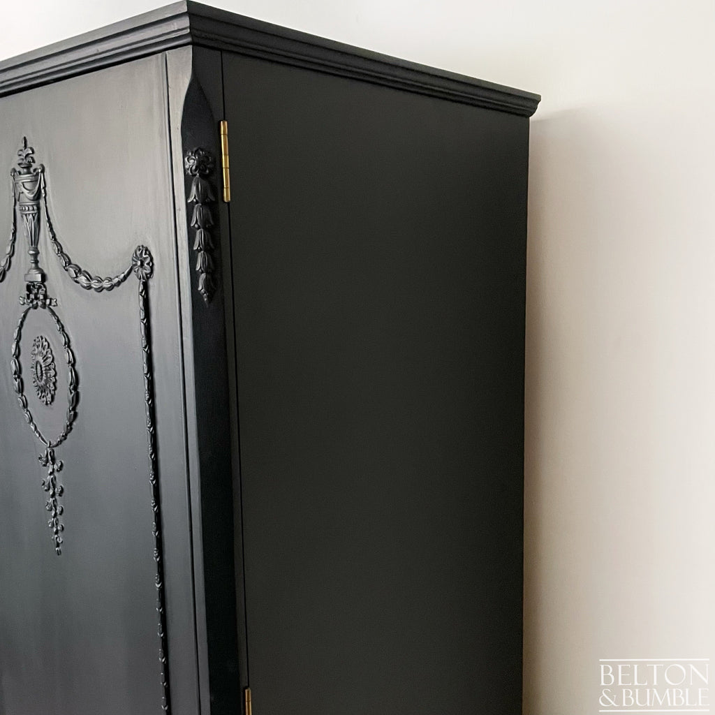 Vintage Double Door Armoire Wardrobe in Black-Wardrobe-Belton & Bumble