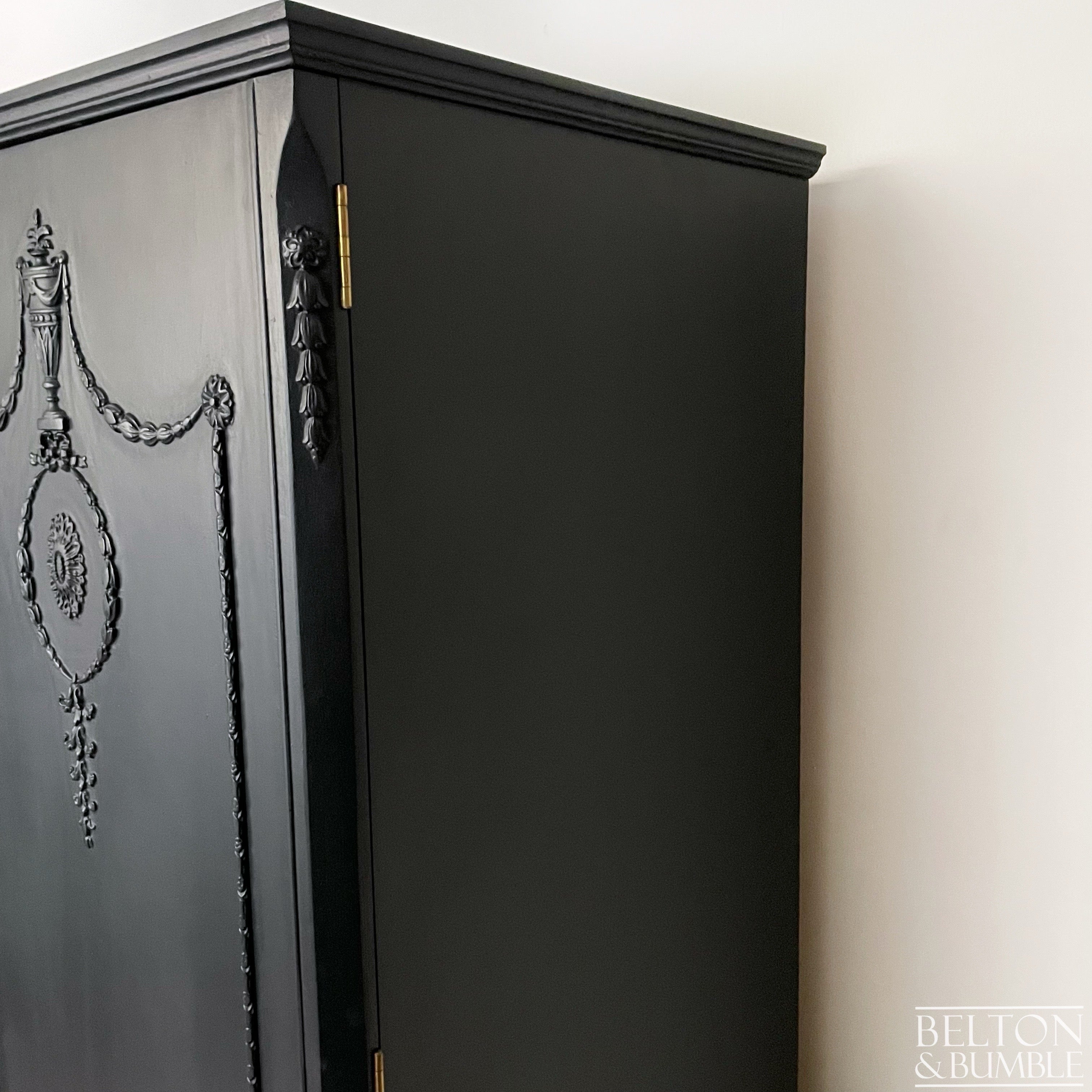 Vintage Double Door Armoire Wardrobe in Black-Wardrobe-Belton & Bumble