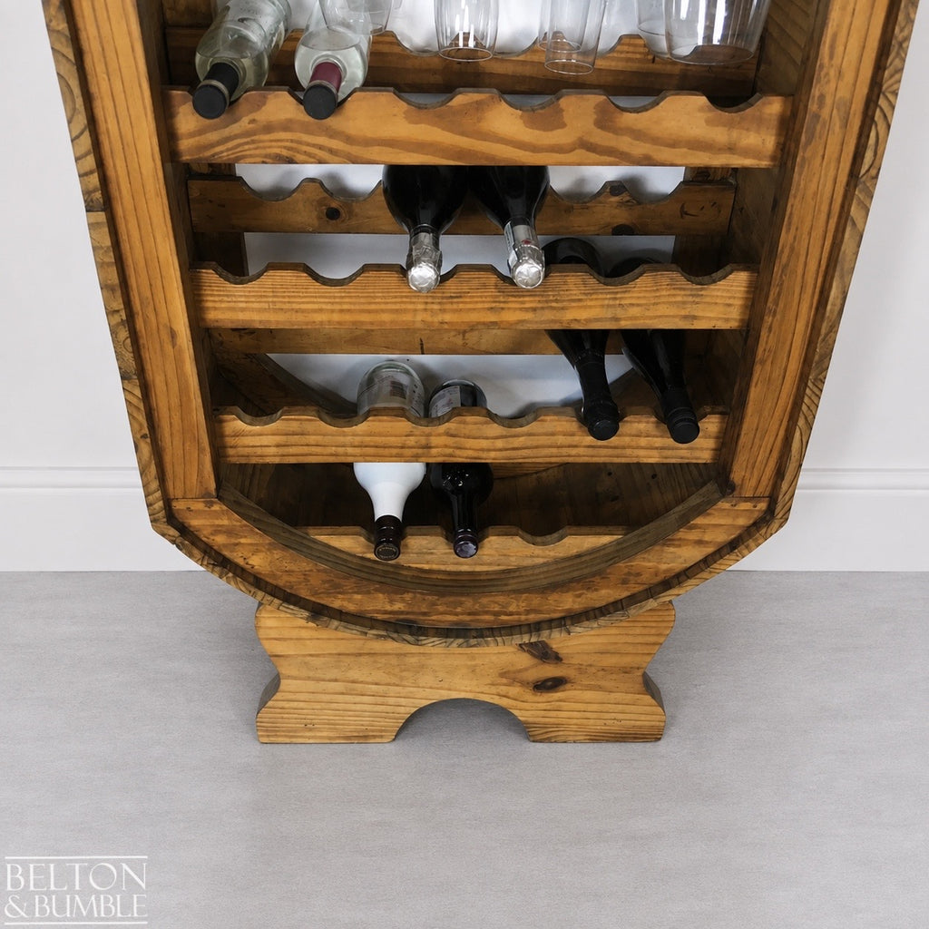 Barrel Style Bottle and Glass Hanging Rack
