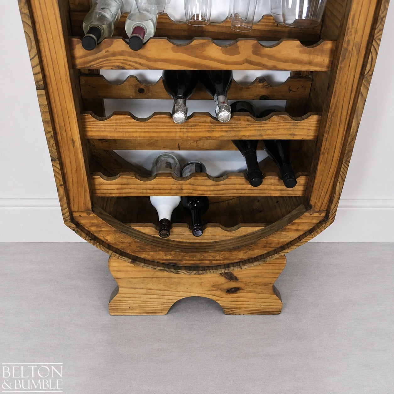 Barrel Style Bottle and Glass Hanging Rack