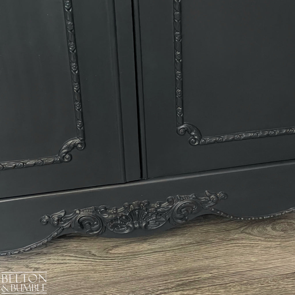 Vintage Double Door Armoire Wardrobe in Black-Wardrobe-Belton & Bumble