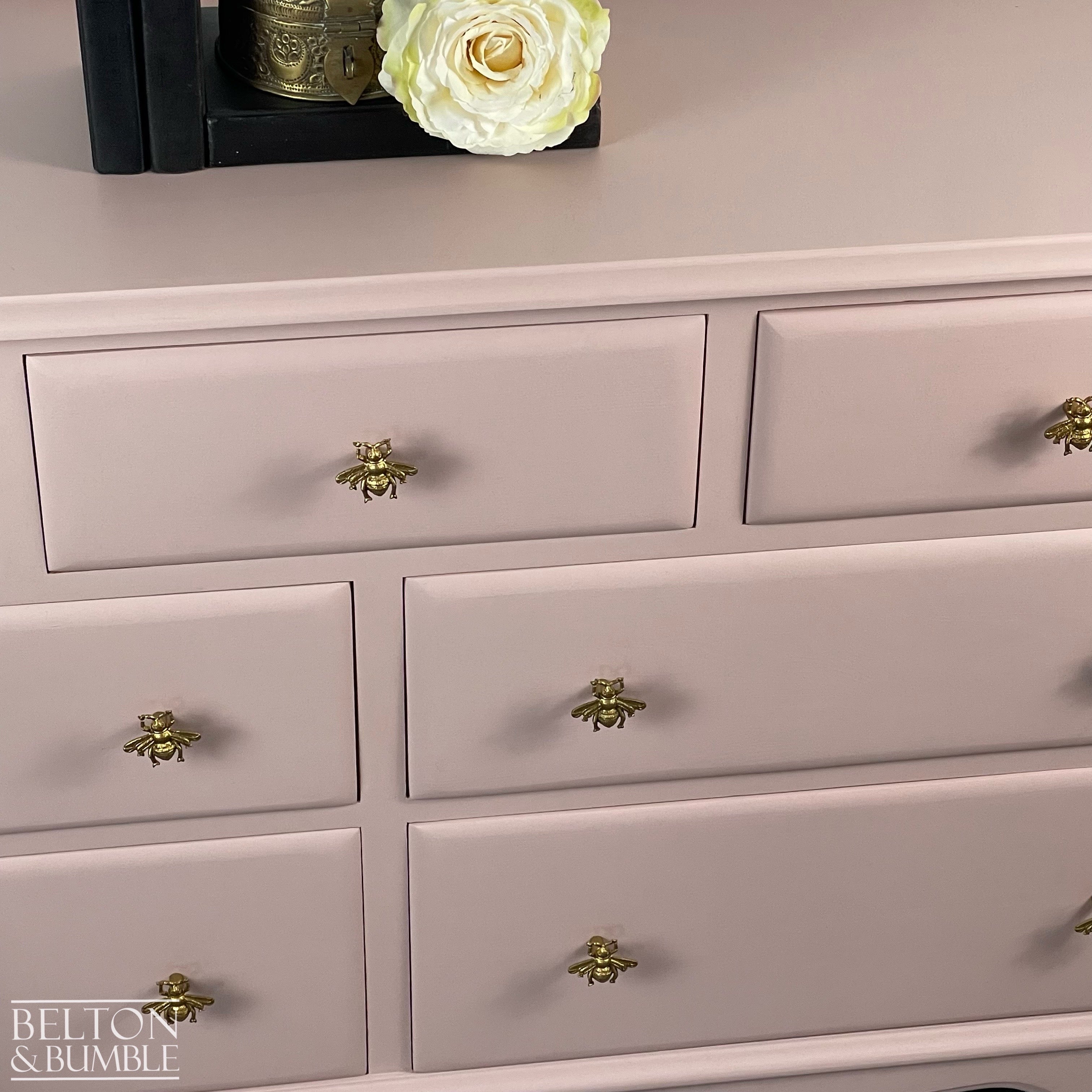 Large Seven Drawer Vintage Pine Merchants Chest of Drawers in Pale Pink-Belton & Bumble