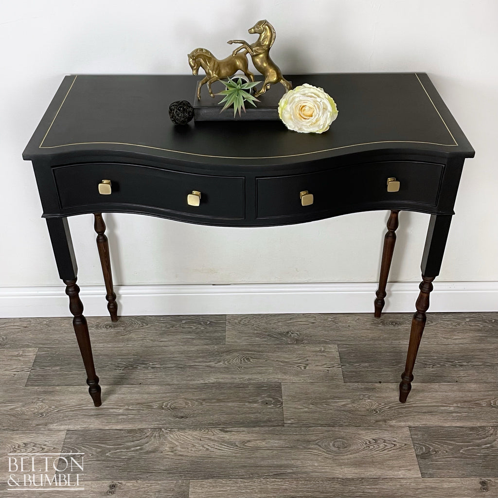 Tall Console or Sofa Table, Bow Fronted with Drawers in Black-Belton & Bumble