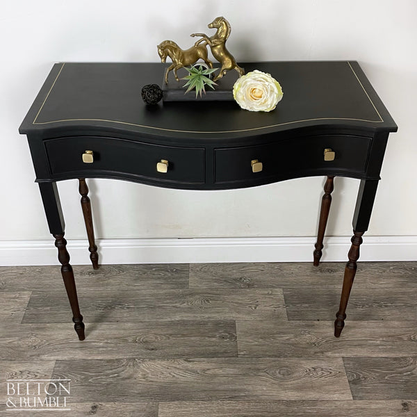 Tall Console or Sofa Table, Bow Fronted with Drawers in Black-Belton & Butler