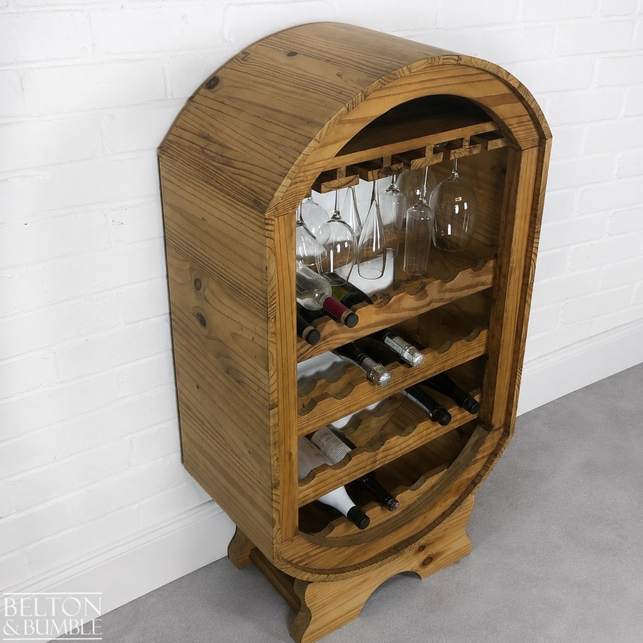 Barrel Style Bottle and Glass Hanging Rack