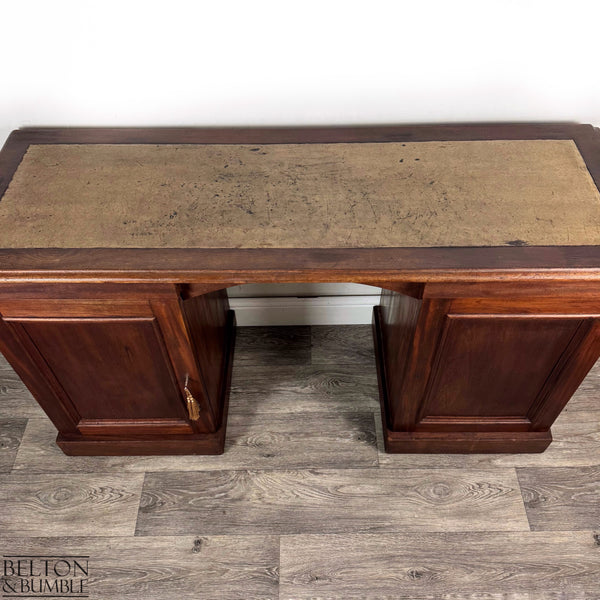 Vintage Mahogany Kneehole Desk with Hidden Drawers-Belton & Butler