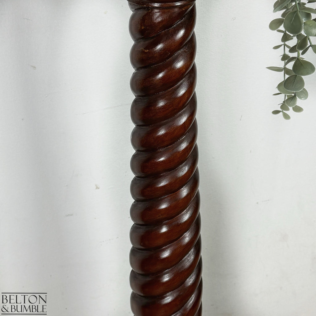 Vintage Solid Wood Carved Torchere Plant Stand / Pedestal
