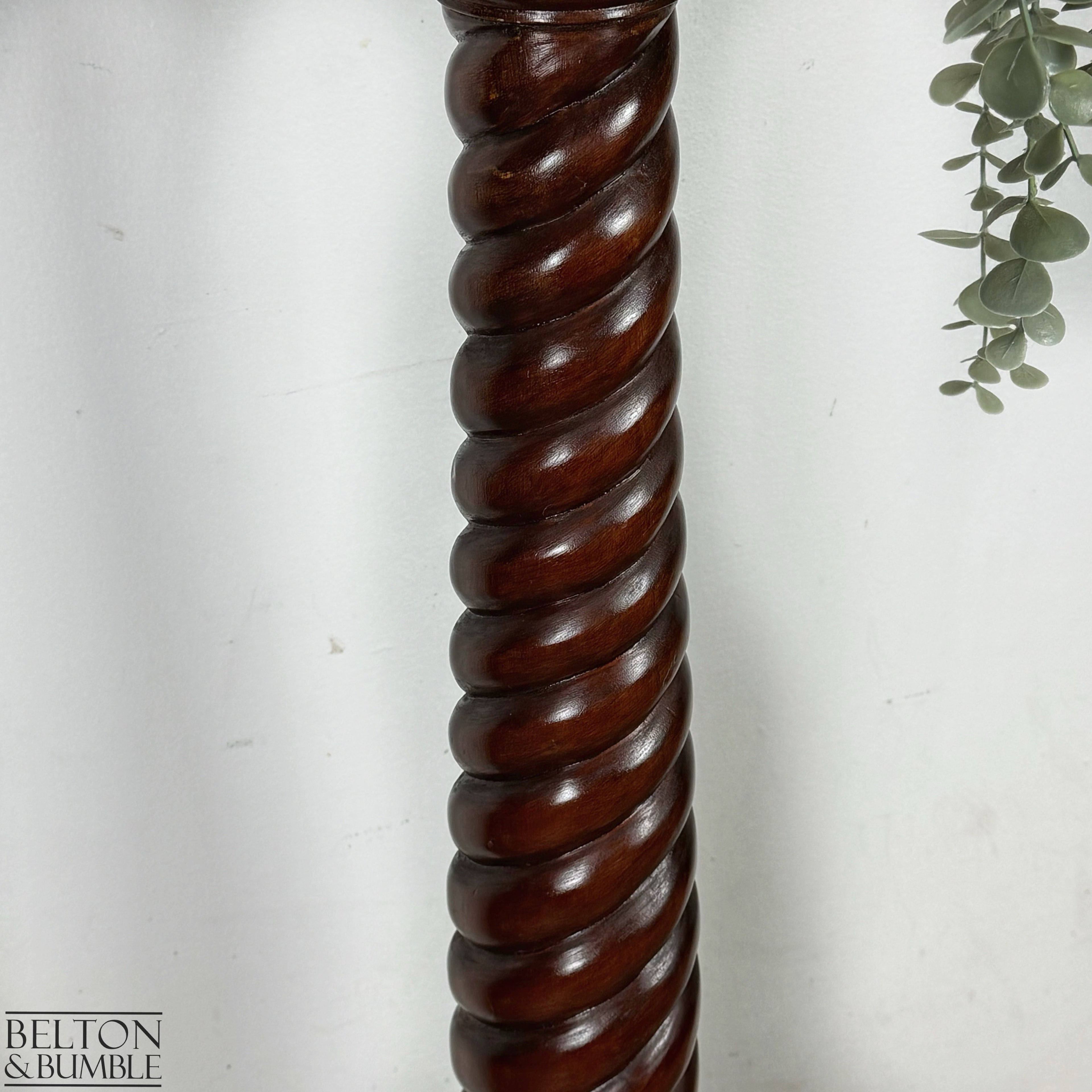 Vintage Solid Wood Carved Torchere Plant Stand / Pedestal