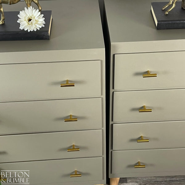 Pair of Four Drawer Chests of Drawers in Green Grey, Mid-Century-Belton & Butler