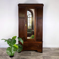 Oak Mirror Fronted Single Wardrobe Armoire-Wardrobe-Belton & Bumble