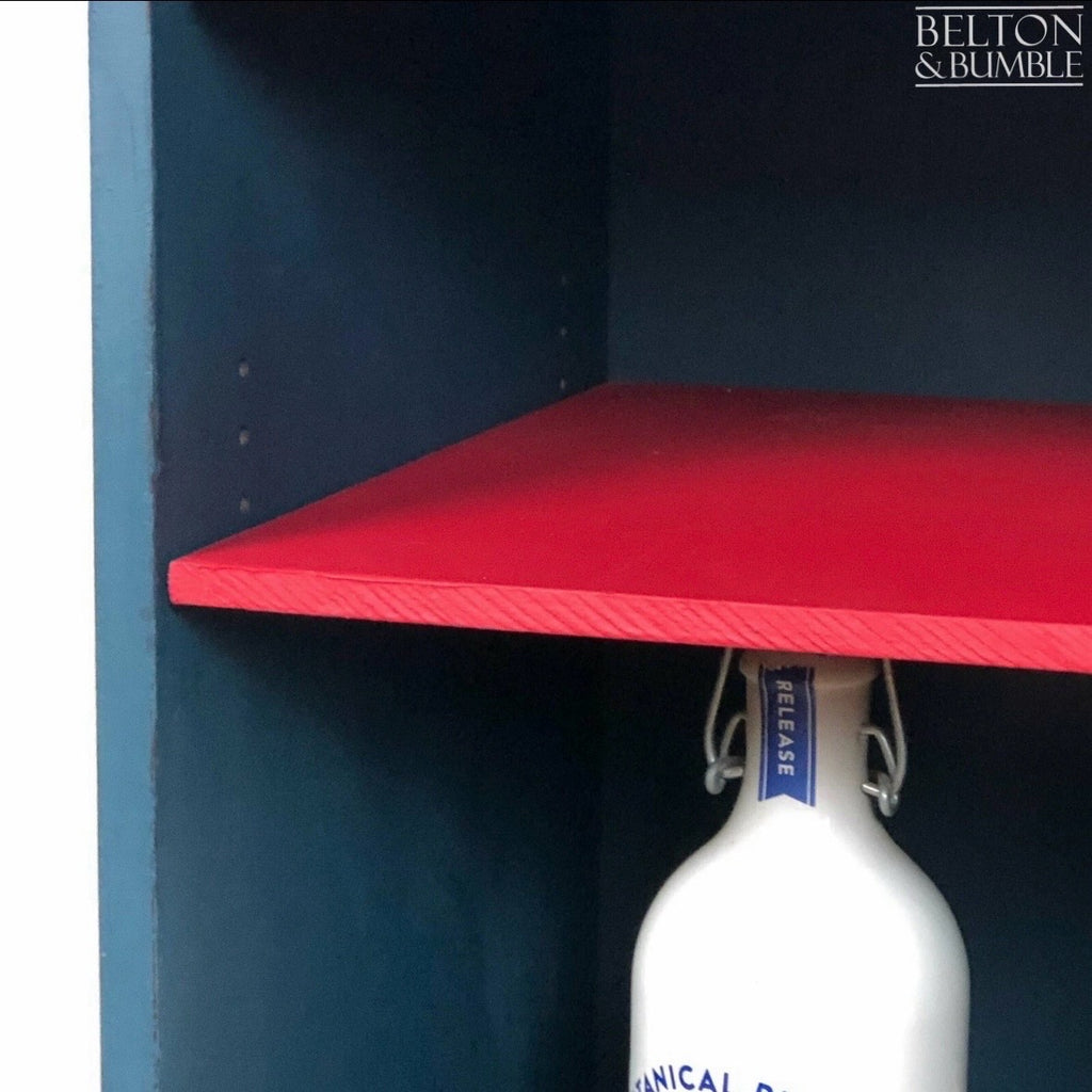 Glass Door Cabinet in Blue and Red