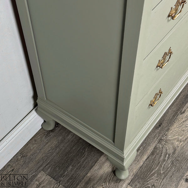 Four Drawer Mahogany Chest of Drawers in Light Sage Green