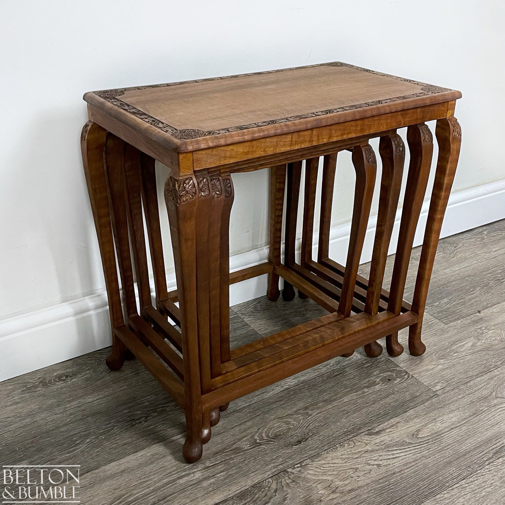 Set of Four Ornate Nesting Tables with Drawer Detail-Belton & Bumble