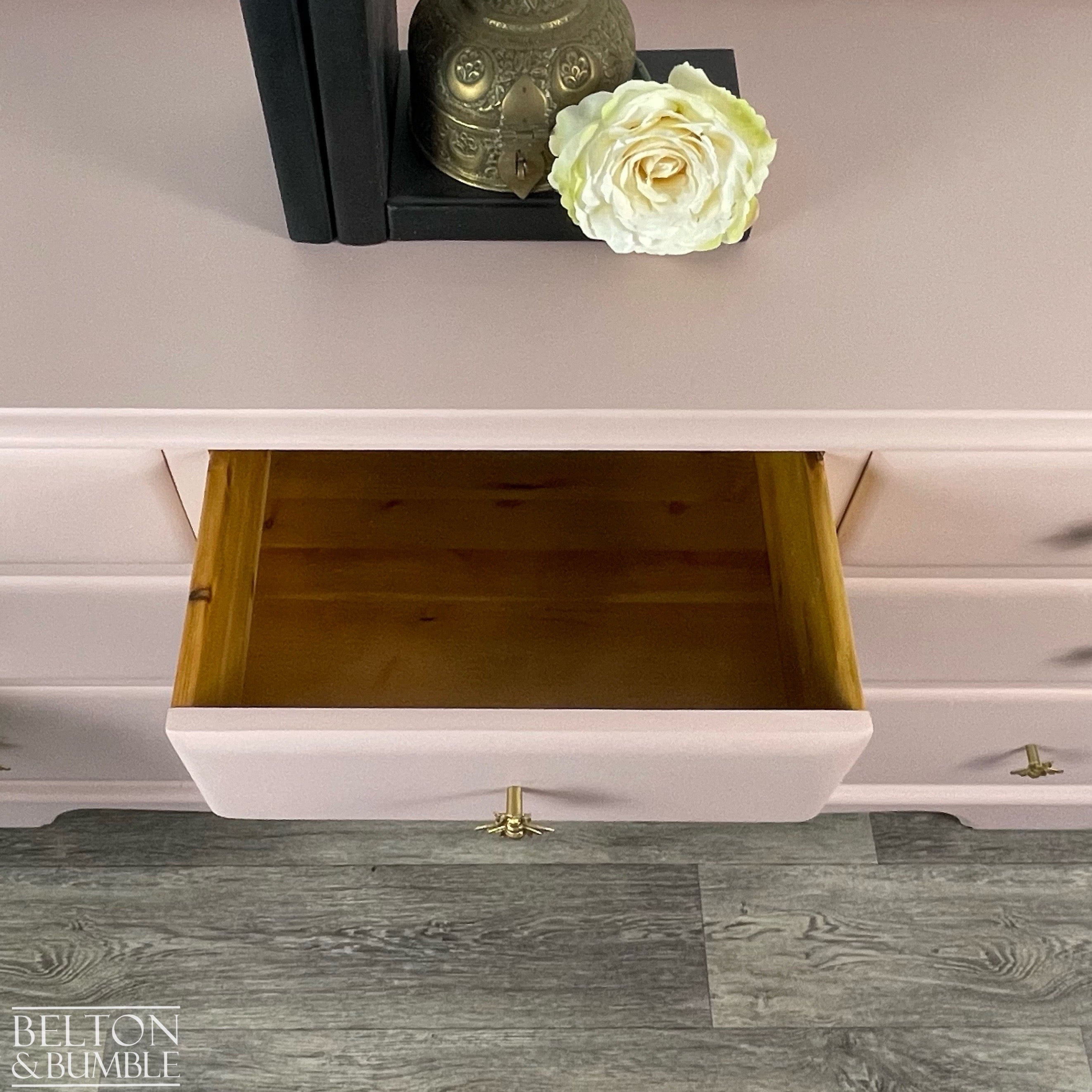 Large Seven Drawer Vintage Pine Merchants Chest of Drawers in Pale Pink-Belton & Bumble