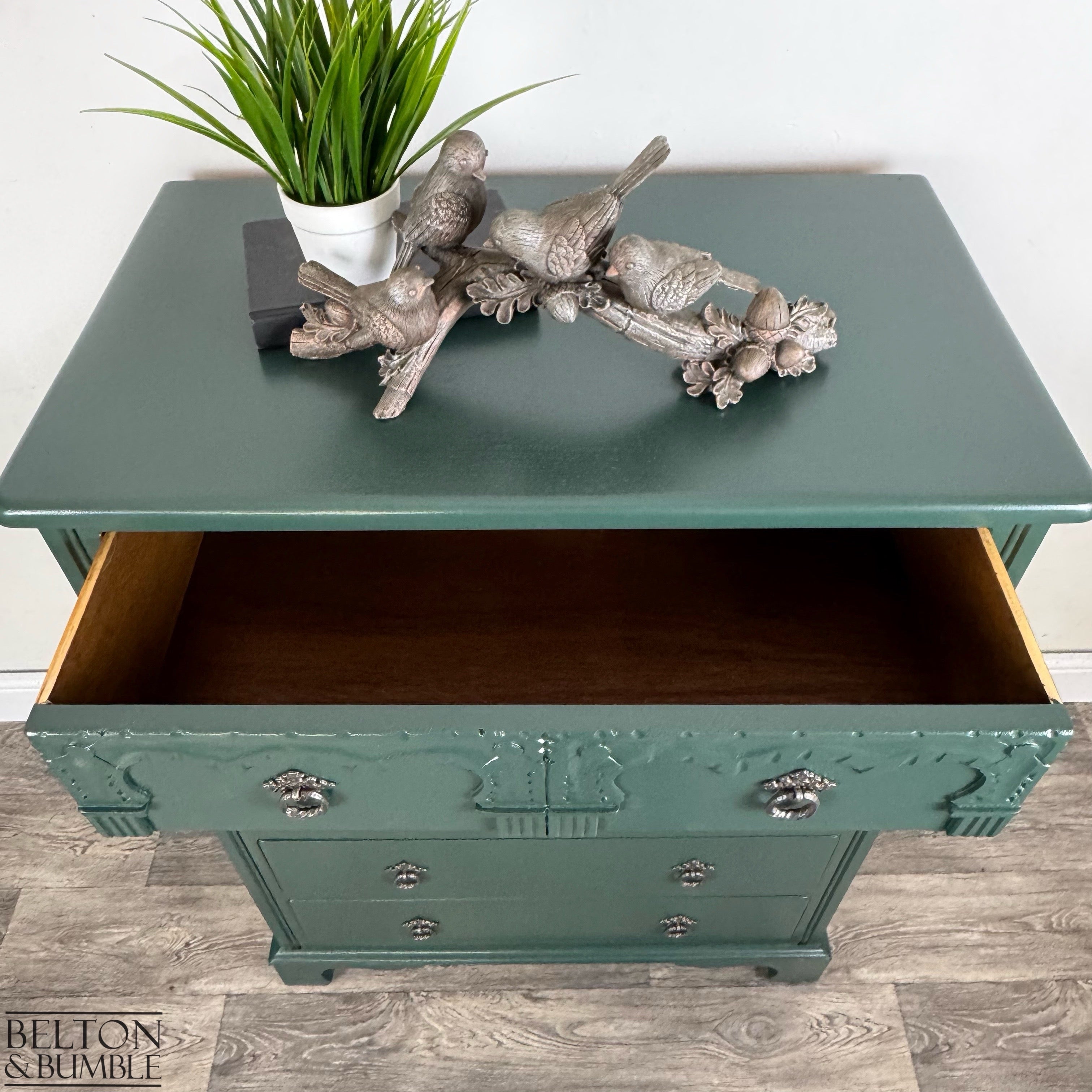 Five Drawer Chest of Drawers in Dark Jewel Green