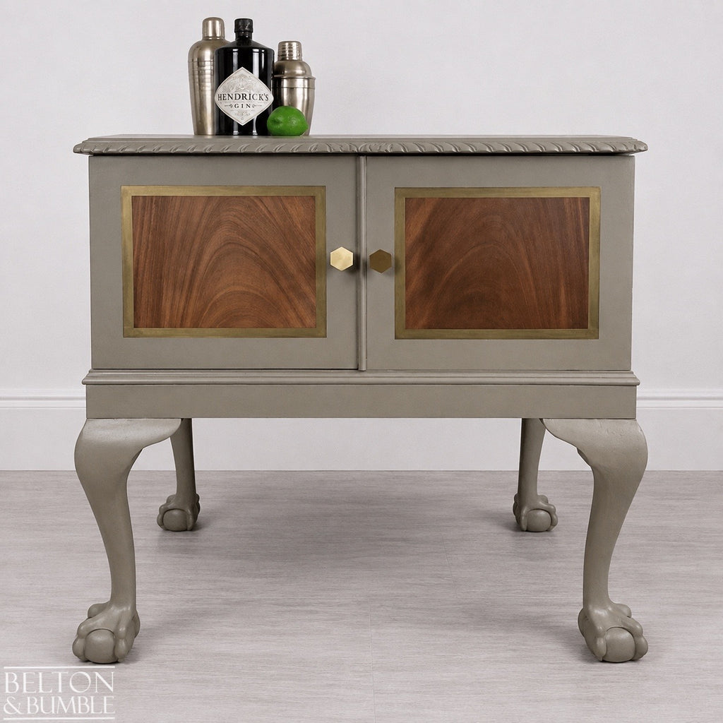 Mahogany Cocktail Cabinet in Green Grey and Bronze