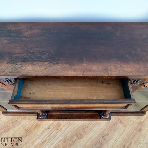 Antique Walnut Side Cabinet with Glazed Doors-Belton & Butler