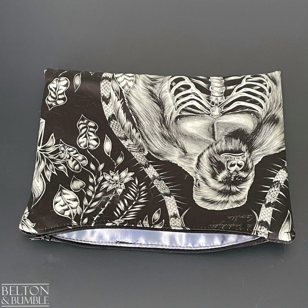 Handmade Make Up / Travel Toiletries Bag in “Silverback” Fabric by Emma Shipley-Belton & Bumble