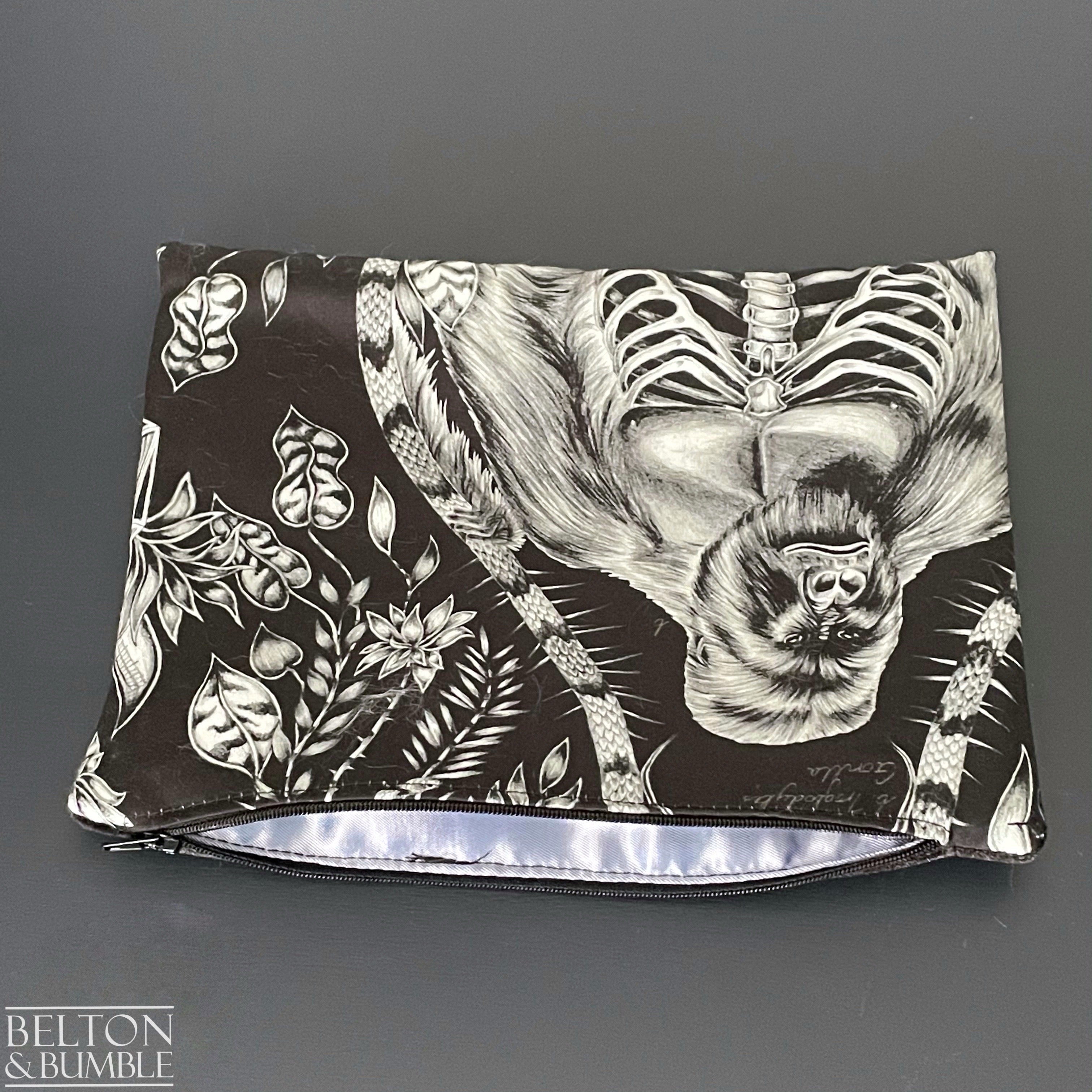 Handmade Make Up / Travel Toiletries Bag in “Silverback” Fabric by Emma Shipley-Belton & Bumble