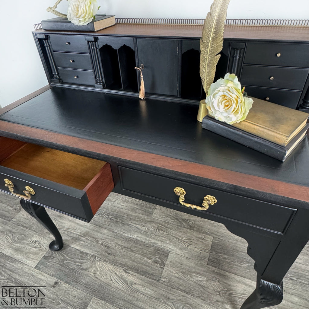 Vintage Writing Desk with Hidden Drawers in Black