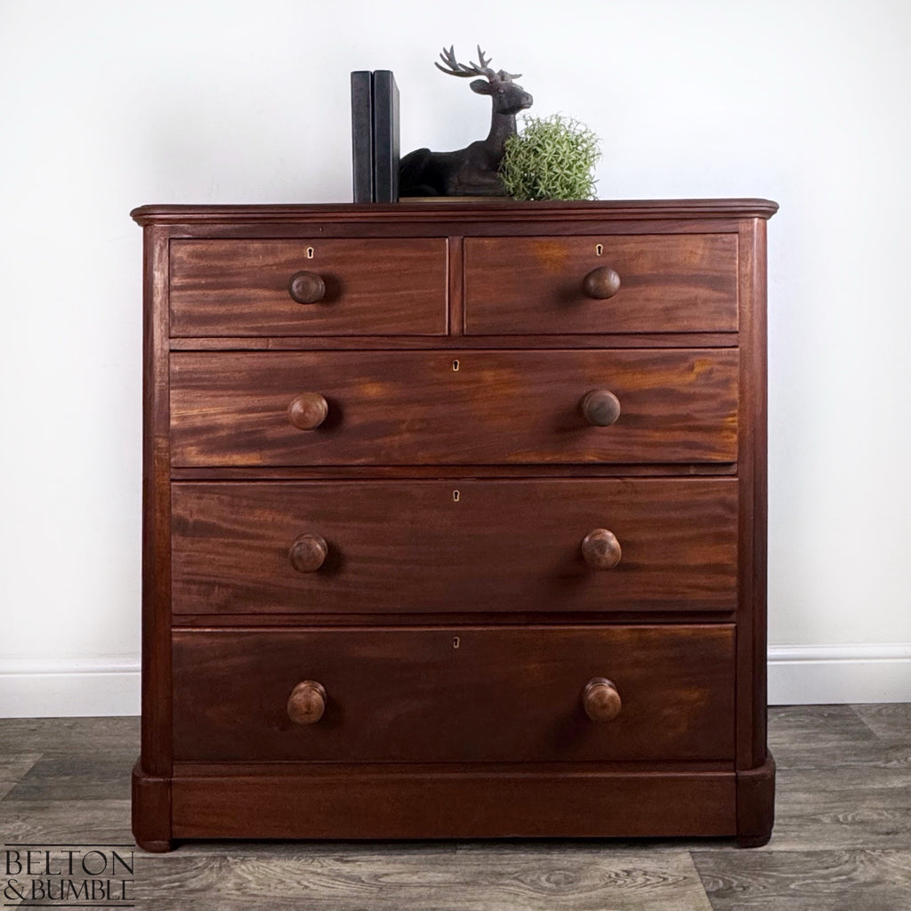 Victorian Mahogany Five Drawer Chest of Drawers-Belton & Bumble