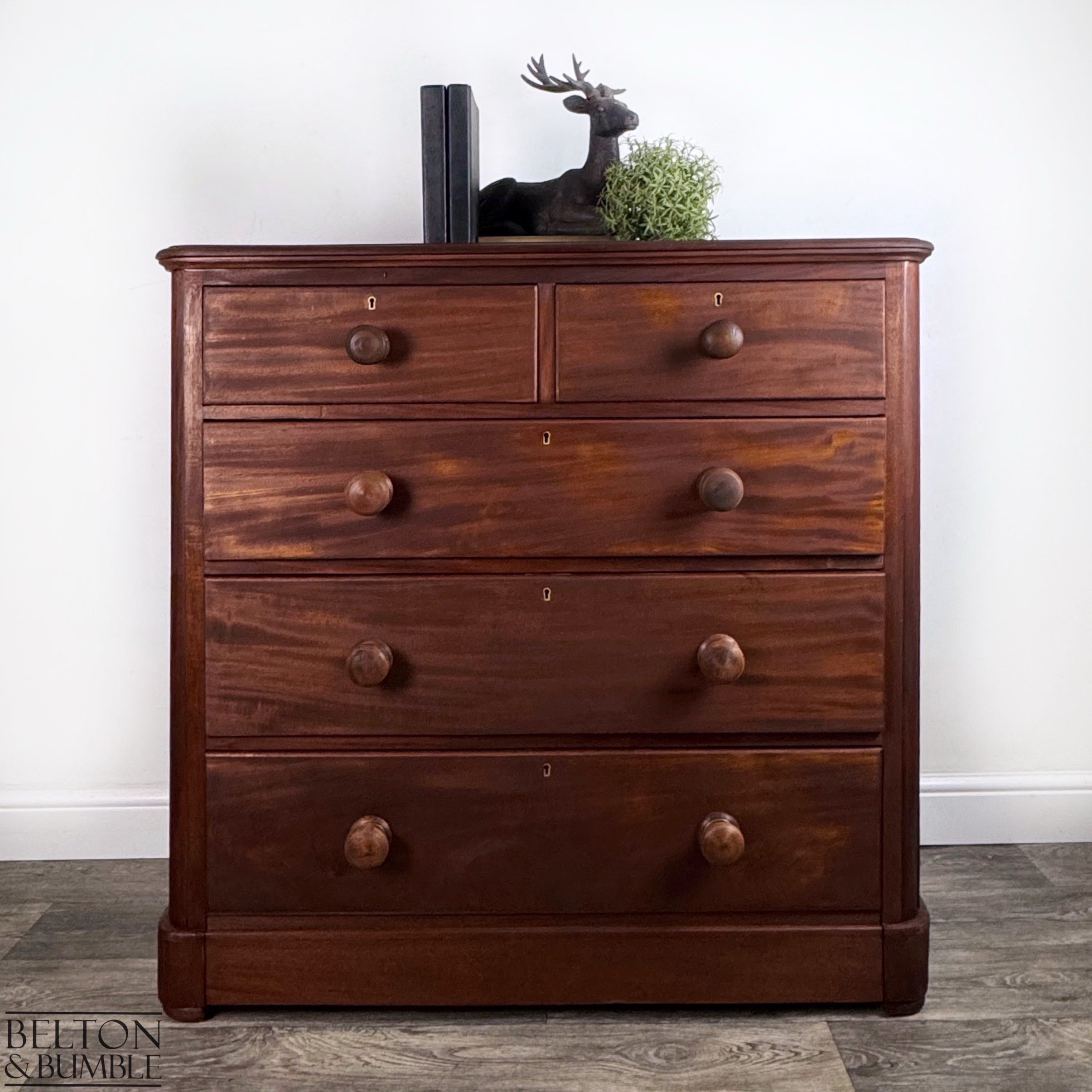 Victorian Mahogany Five Drawer Chest of Drawers-Belton & Bumble