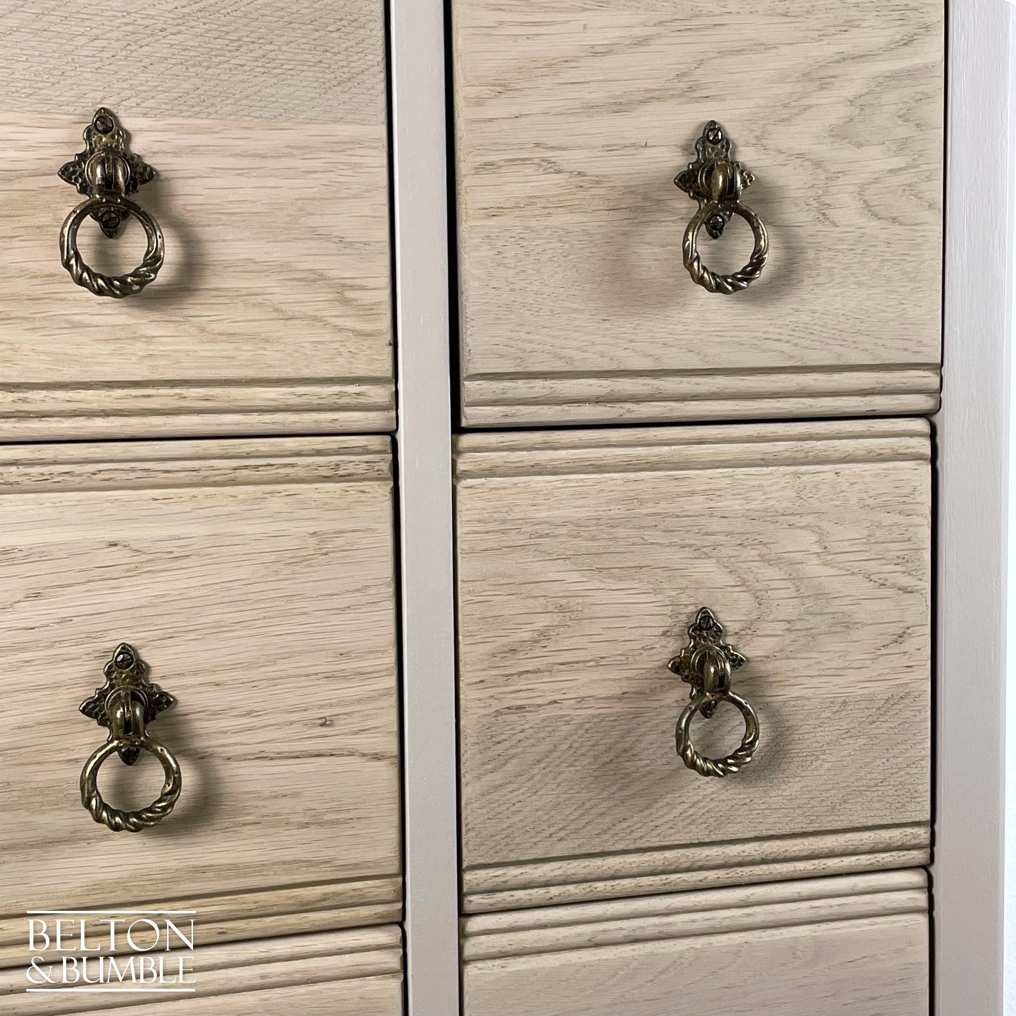 Eight Drawer Chest of Drawers in Taupe Cream and Oak-Belton & Bumble