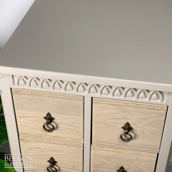 Eight Drawer Chest of Drawers in Taupe Cream and Oak-Belton & Butler
