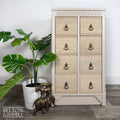 Eight Drawer Chest of Drawers in Taupe Cream and Oak-Belton & Bumble