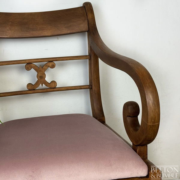 Vintage Scroll-Arm Accent Chair