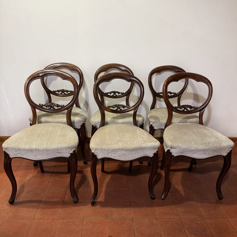 Set of Six Victorian Balloon-Back Dining Chairs – Ready for Custom Commission-Belton & Butler
