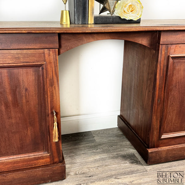 Vintage Mahogany Kneehole Desk with Hidden Drawers-Belton & Butler