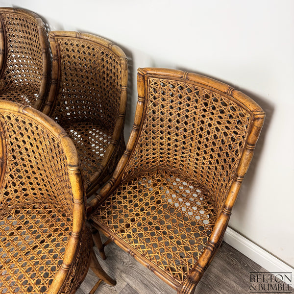 Set of 6 Vintage Bamboo & Cane Dining Chairs-Belton & Butler