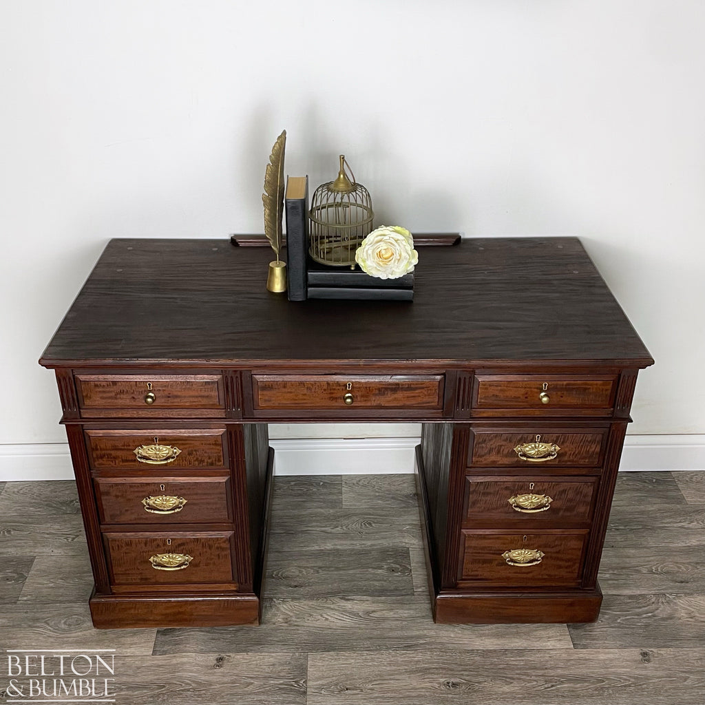 Mahogany Nine Drawer Twin Pedestal Desk-Belton & Bumble