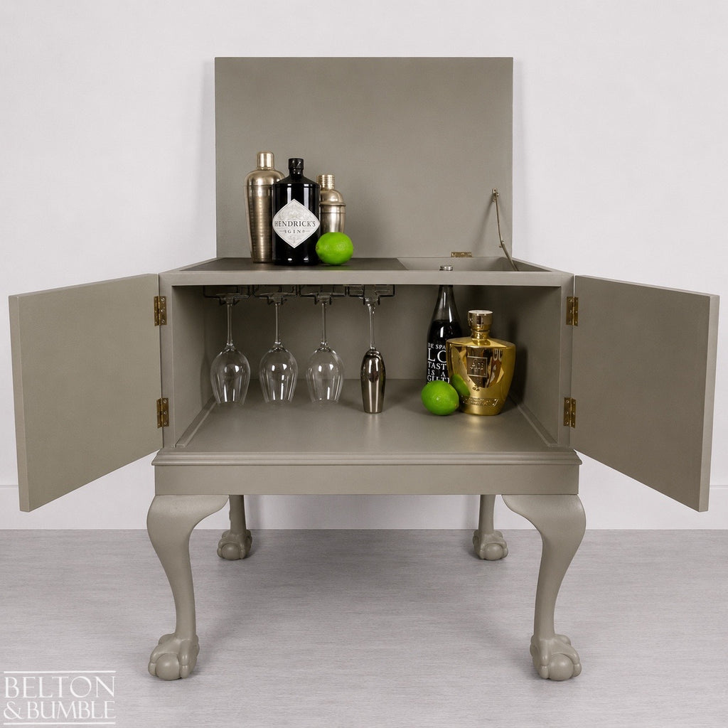 Mahogany Cocktail Cabinet in Green Grey and Bronze
