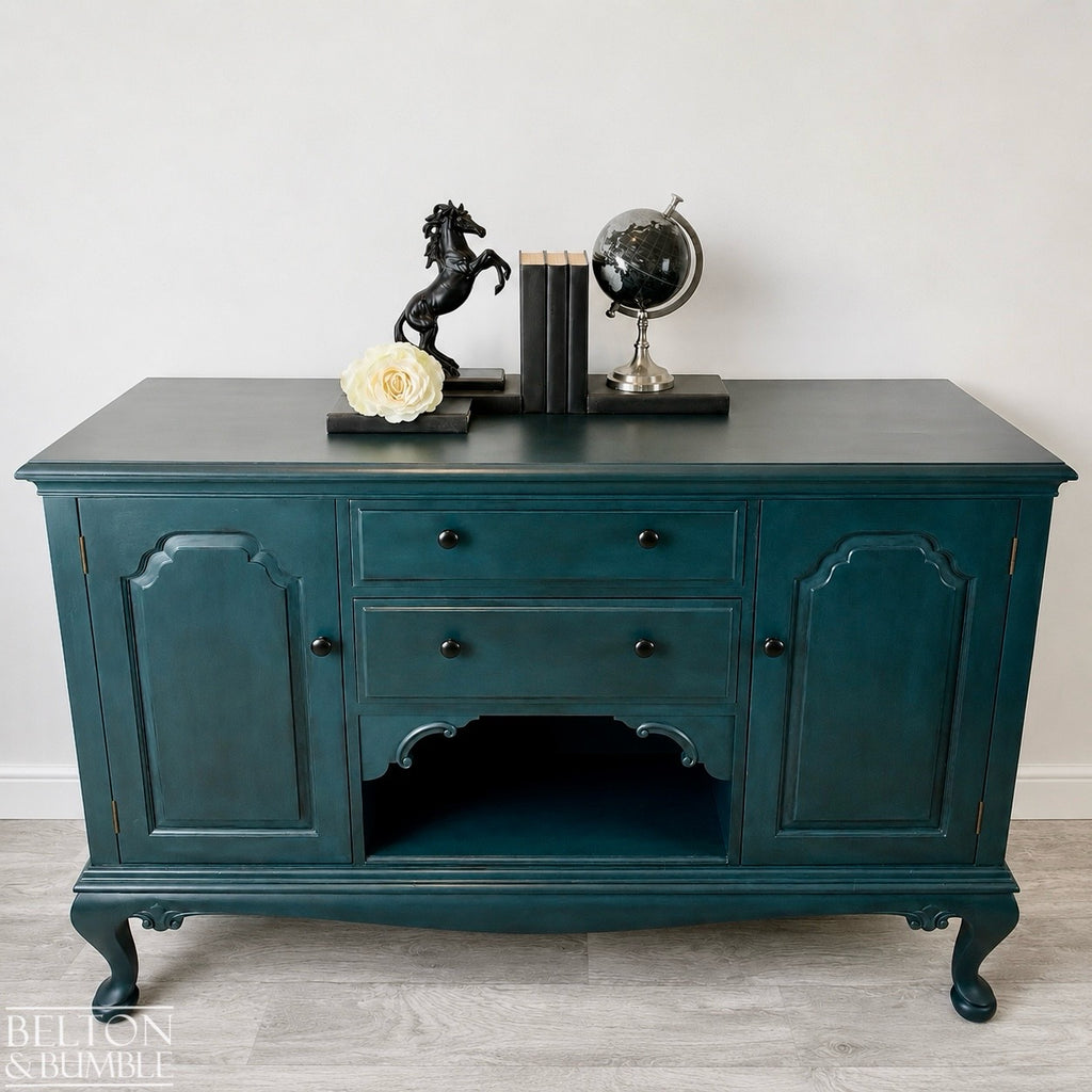 Solid Wood Carved Blue Drinks Cabinet Sideboard