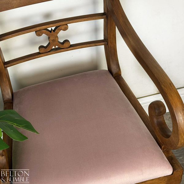 Vintage Scroll-Arm Accent Chair