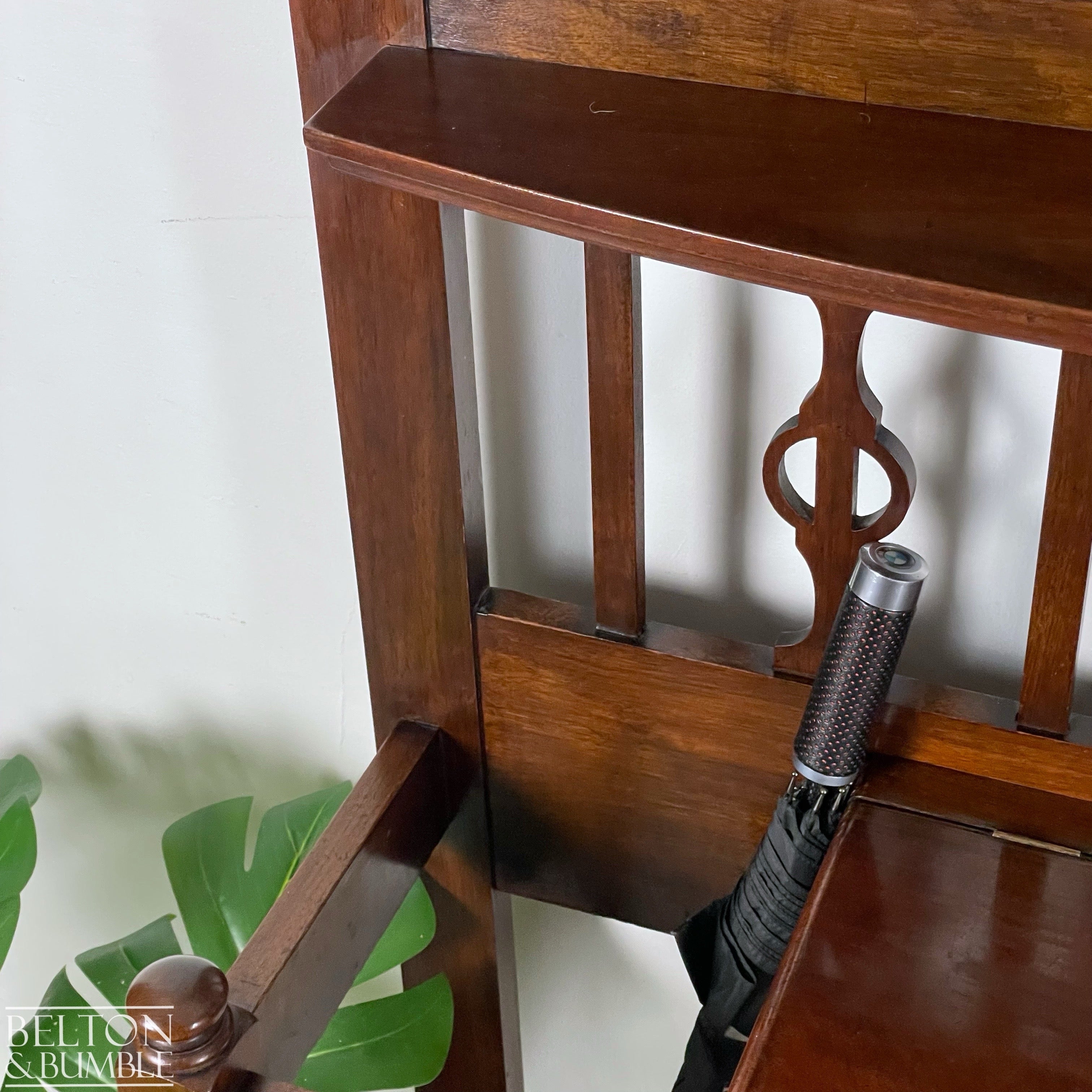 Art Nouveau Hallway Stand with Mirror, Coat Hooks, Umbrella Holders, and Lift Lid Storage-Belton & Bumble