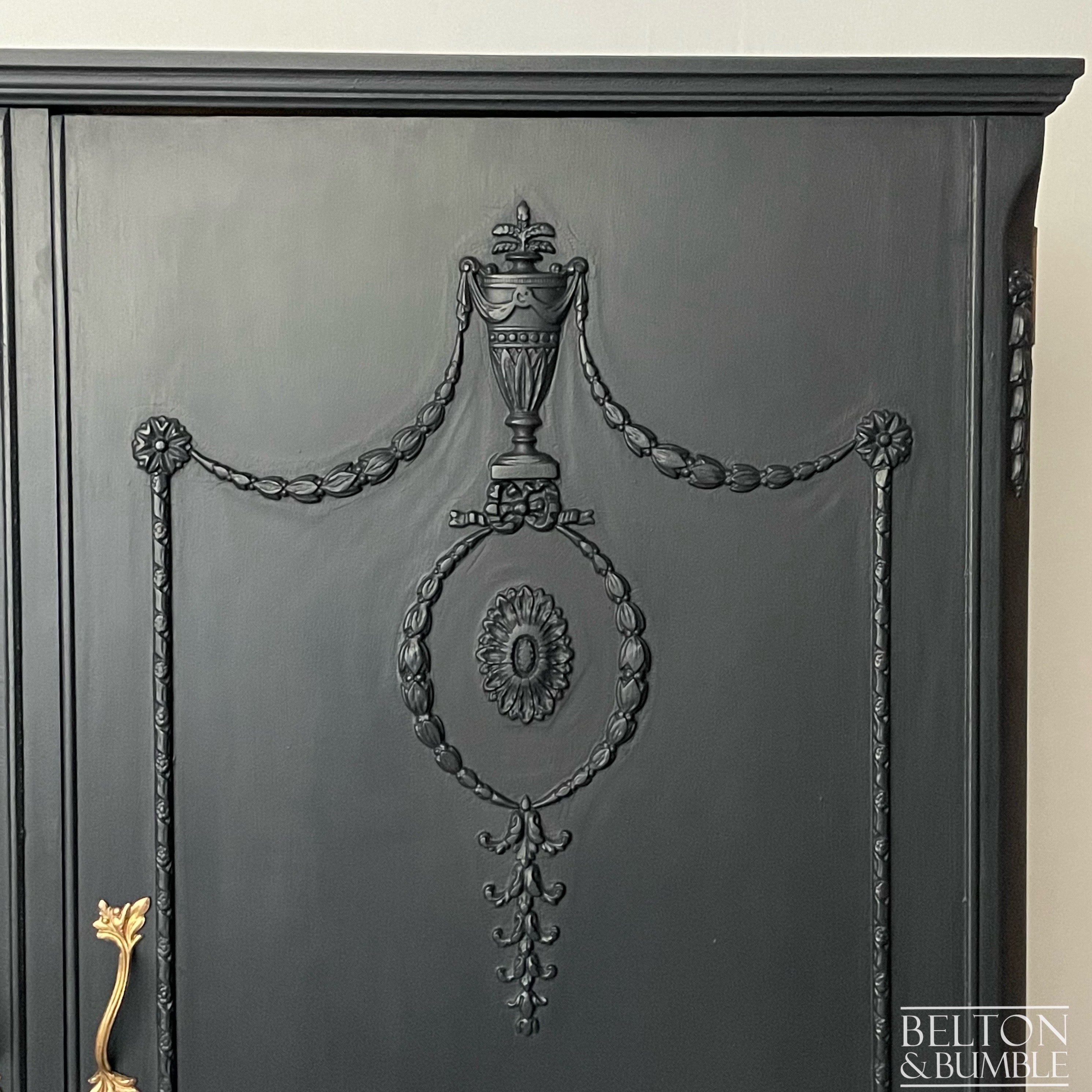 Vintage Double Door Armoire Wardrobe in Black-Wardrobe-Belton & Bumble