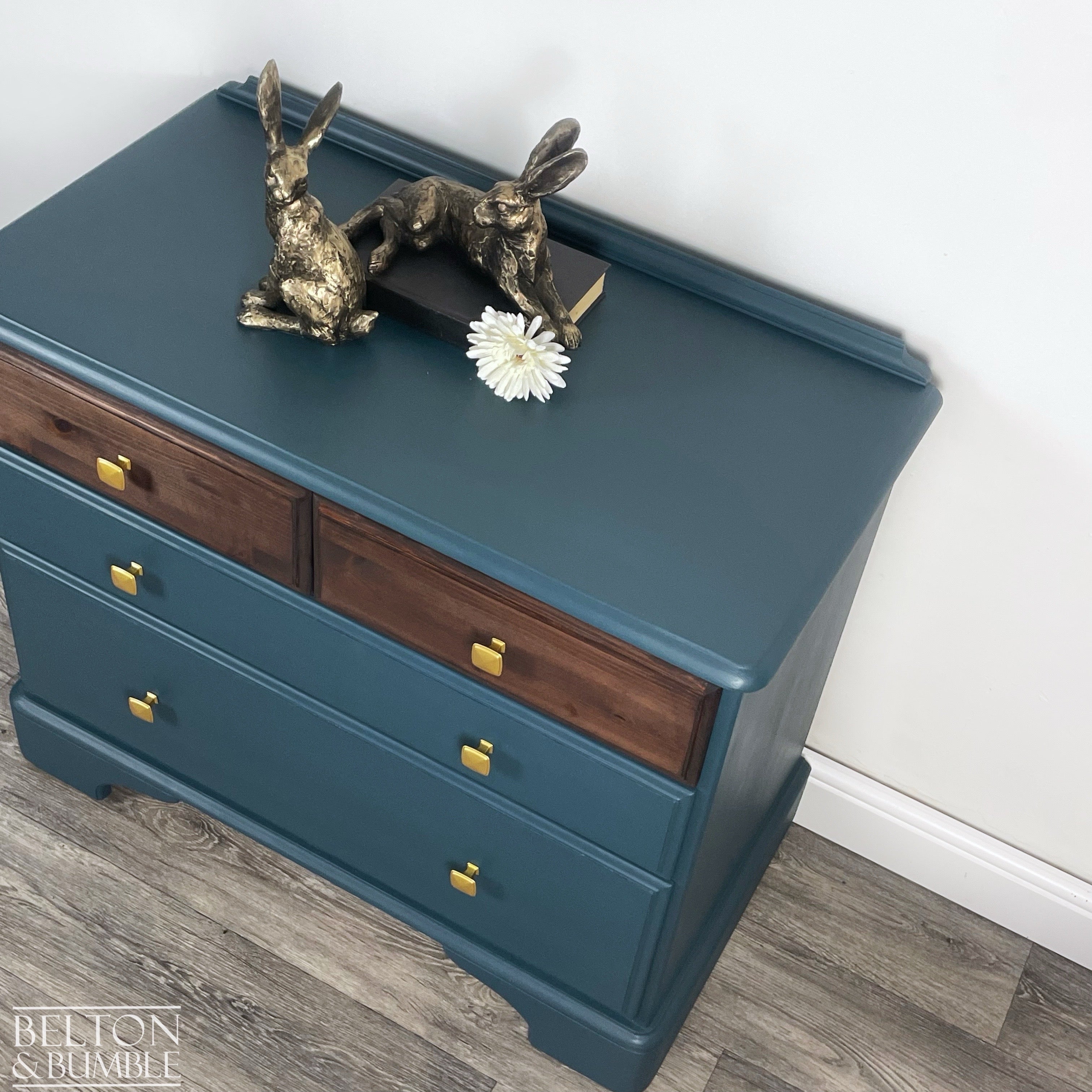 Four Drawer Pine Chest of Drawers by Ducal in Blue-Belton & Bumble