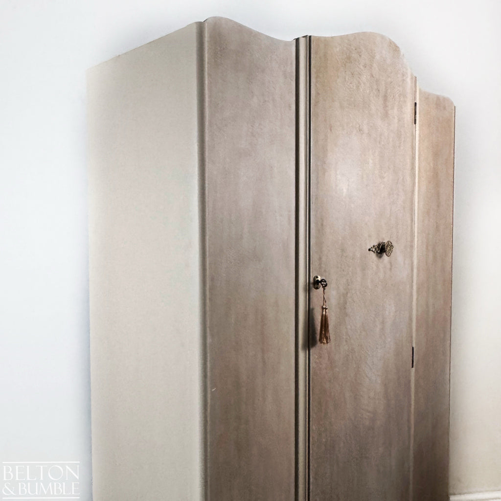 Large Vintage Wardrobe Tallboy in Cream and Tiger Oak-Wardrobe-Belton & Bumble