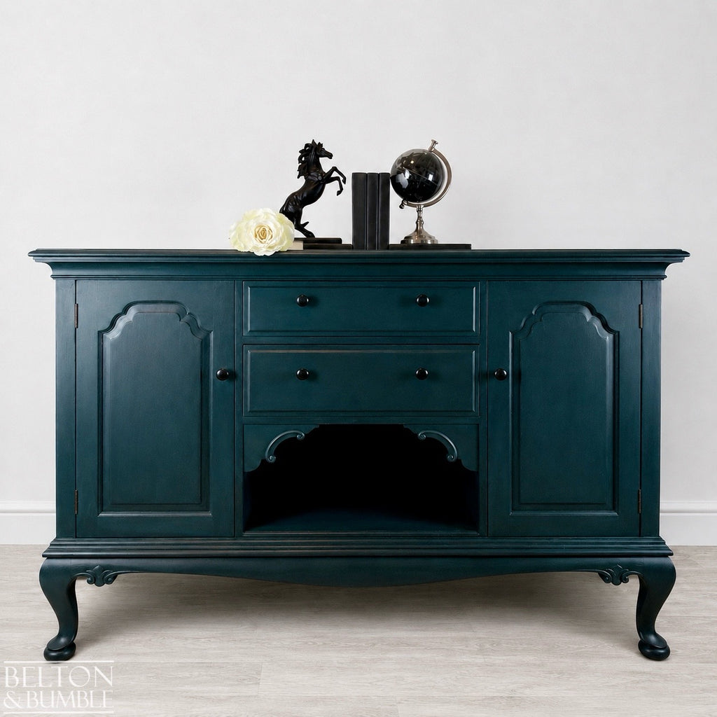 Solid Wood Carved Blue Drinks Cabinet Sideboard